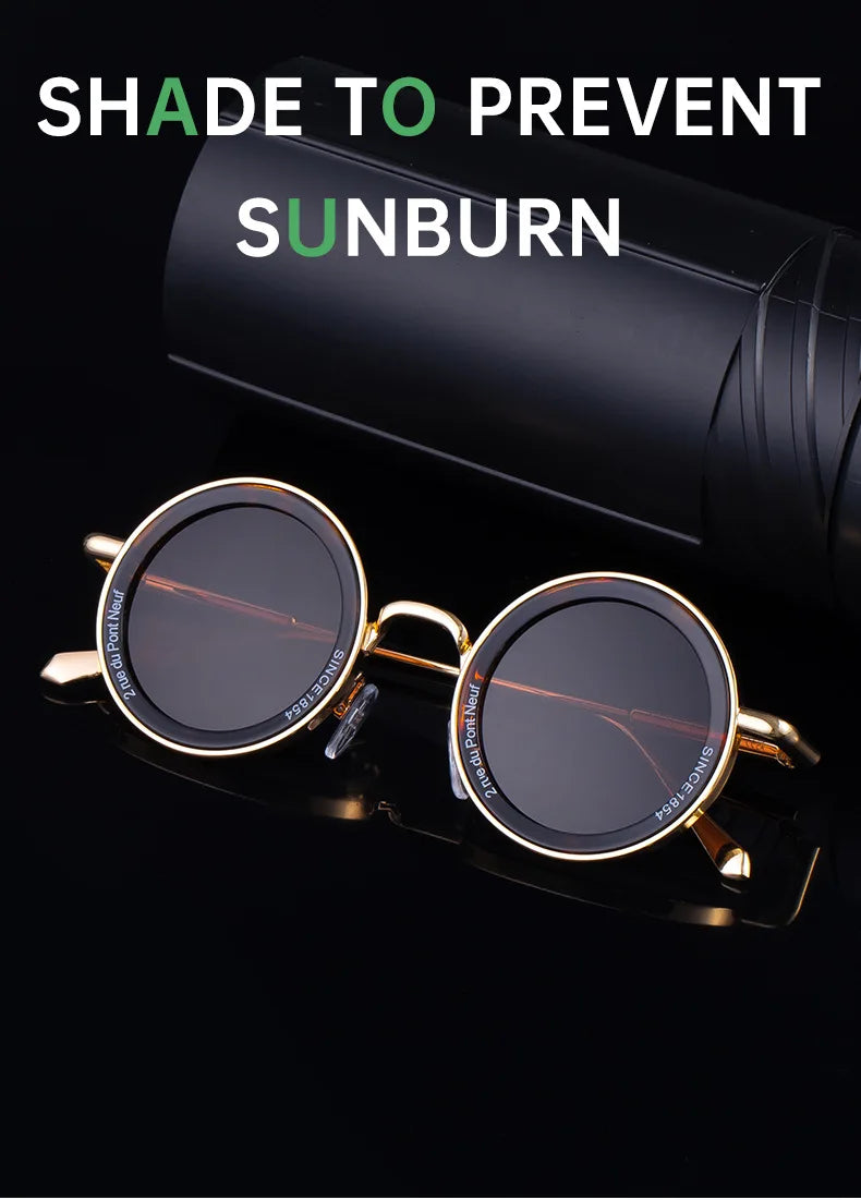 Round Steampunk Sunglass Men Vintage Punk Sunglasses Women Trendy Retro Fashion Glasses Gafas De Sol Hombre Lunette Soleil Femme Good Vibrations