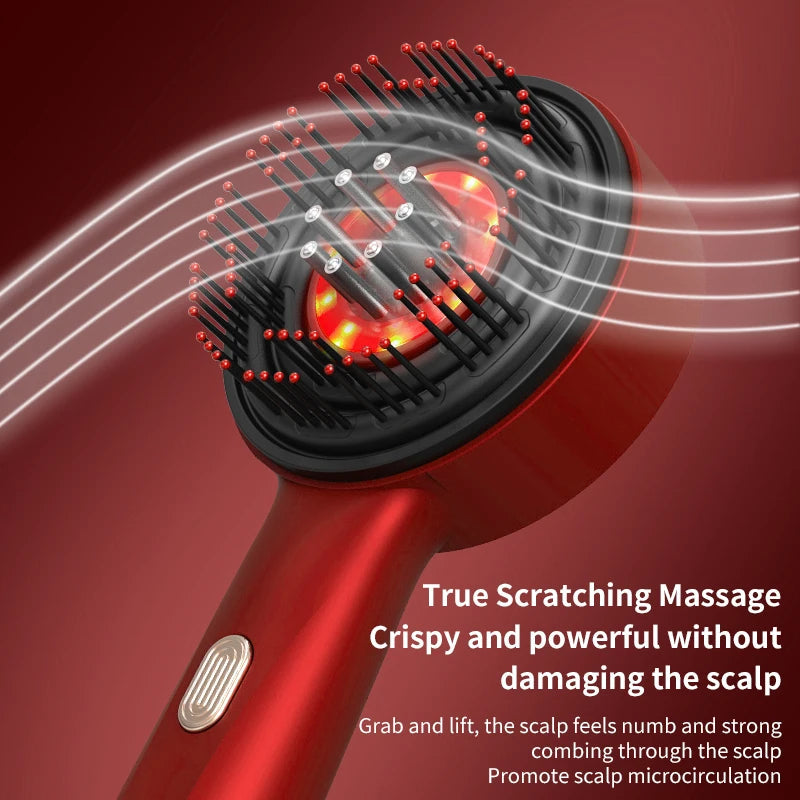 Electric Hair Regrowth Brush with Infrared Light Machine Acupoint Scalp Massage Anti-Hair Loss Exercise Hair Scrubber Combs Good Vibrations