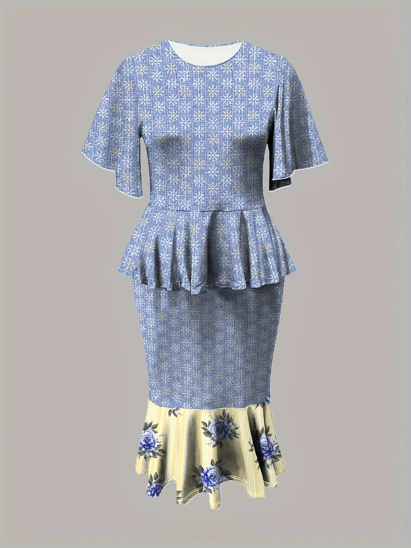 Women's stylish and elegant two-piece set: round neck top and irregular flared skirt Good Vibrations