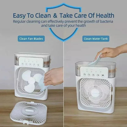 Portable 3 In 1 Fan AIr Conditioner Household Small Air Cooler LED Night Lights Humidifier Air Adjustment Home Fans Dropshipping Good Vibrations