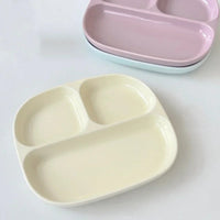 3Grid Ceramic Dinner Plates Solid Color Serving Dishes Salad Dinnerware Dining Compartment Plate Kitchen Eco-friendly Tableware Good Vibrations