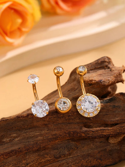 3pcs Gold Color Heart Butterfly Dangled Belly Piercing Sets 14G Stainlees Steel Navel Jewelry for Women Girls Body Belly Rings Good Vibrations Adult Super Store