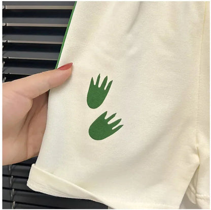 2024 New Kids Short Sleeve Suit Striped Girls Boys Set Summer Tops +short Baby Clothes Children's Wear Good Vibrations