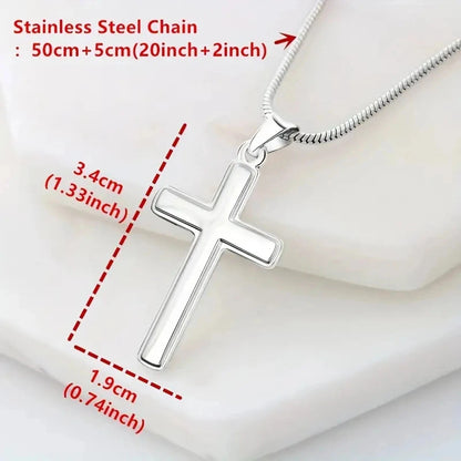 Card And Gift Box Packaging, Stainless Steel Cross Necklace, Fashionable And Versatile Necklace, To My Step Up Dad, Father's Day Good Vibrations
