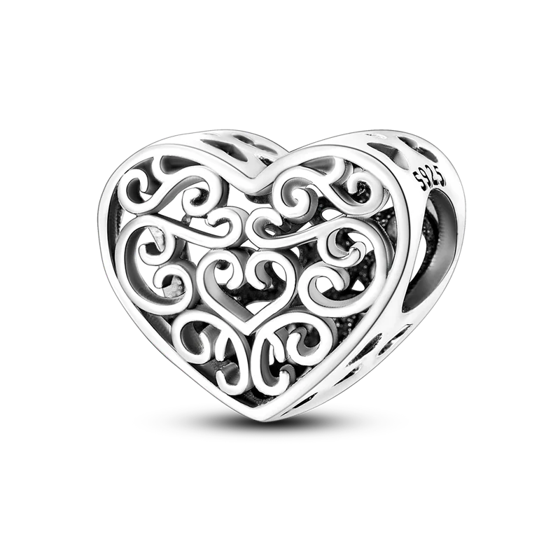 Heart Shape 925 Sterling Silver Family Lover Affection Pendant Charm Beads Fit Original Bangle Bracelet DIY Jewelry For Women Good Vibrations