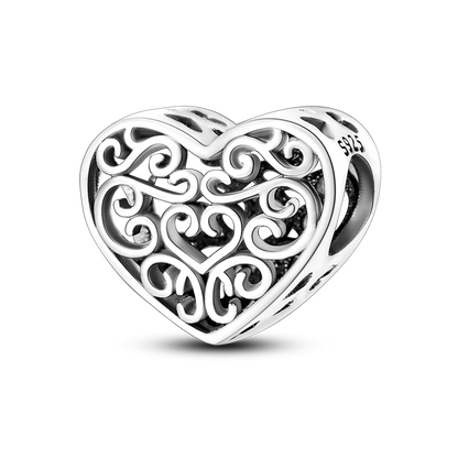Heart Shape 925 Sterling Silver Family Lover Affection Pendant Charm Beads Fit Original Bangle Bracelet DIY Jewelry For Women Good Vibrations