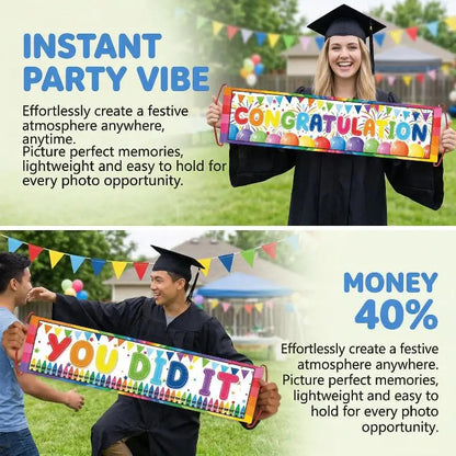 Graduation Season Decoration Holding Banners Atmosphere Photo Props Graduation Party Decoration Good Vibrations