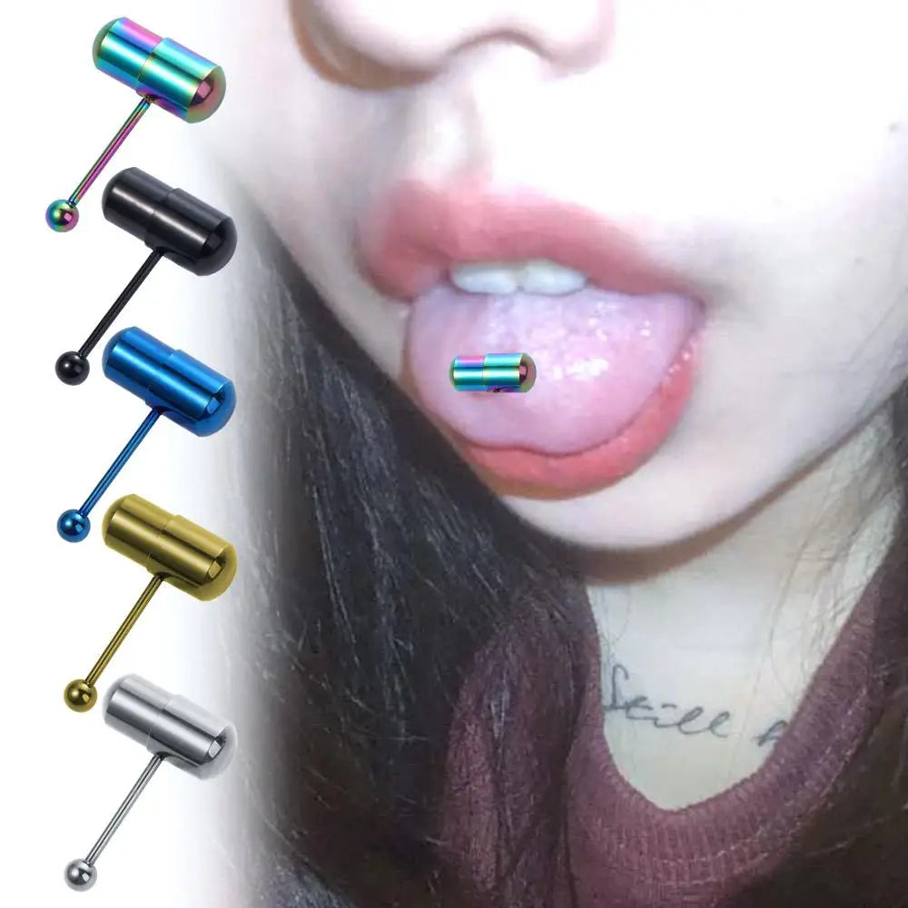Tongue Stud Vibrating Barbell Titanium steel Stainless Steel Piercing Jewelry Tongue Ring Body Jewelry Vibrating Tongue Nail Good Vibrations