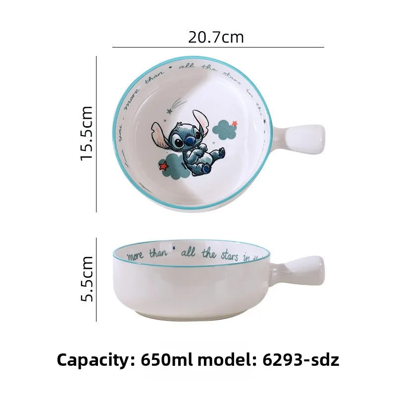 Stitch Dinnerware High Quality Ceramic Bowl Children's Adult Tableware Cartoon Disc Microwave Oven Available Housewarming Gift Good Vibrations