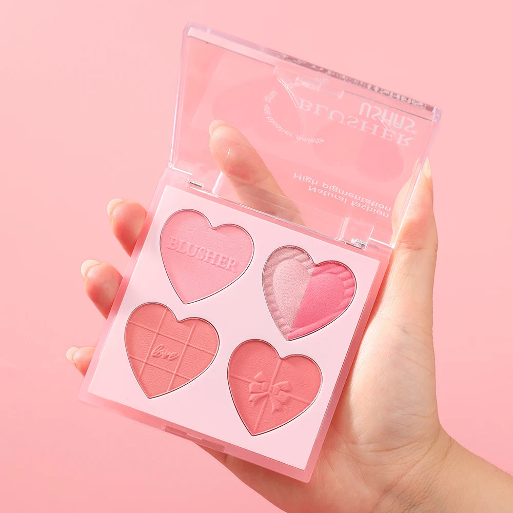 USHAS Blush Plate, 2-Color Optional, Long-lasting Waterproof, Silky and Delicate, Natural Makeup Effect, 3-in-1 Multi-Purpose Good Vibrations