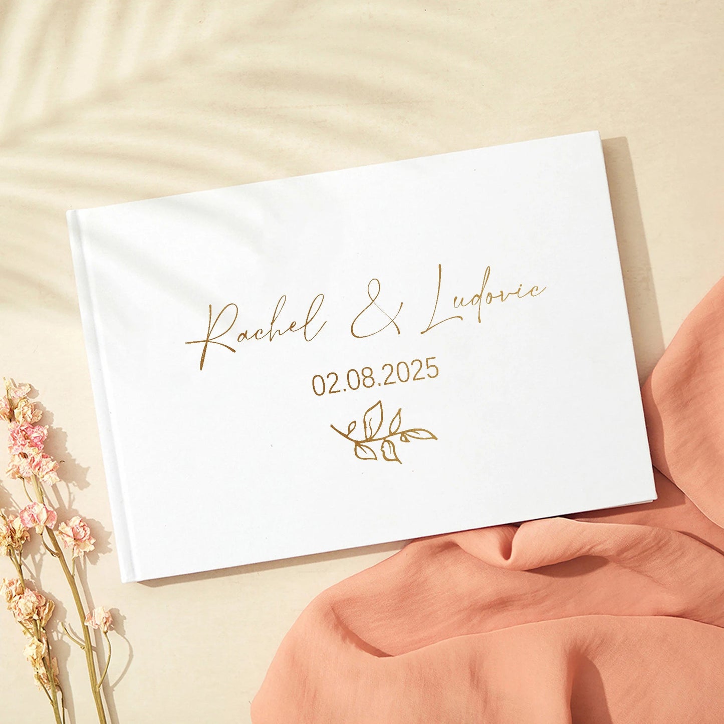 Personalized Guest Book for Wedding Noble Message Photo Album Simple Elegant Horizontal Wedding Reception Signing Book Good Vibrations