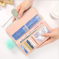 Women Long Wallet Pu Leather Card Holder Large Capacity Hasp Zipper Coin Purse Multi Card Organizer Cell Phone Wristlet Handbag Good Vibrations