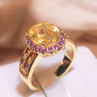 Trendy Citrine Ring for Women Geometry 925 Stamp Fine Jewelry with Oval Gemstones Blue Yellow Pink Zircon Rings Party Good Vibrations