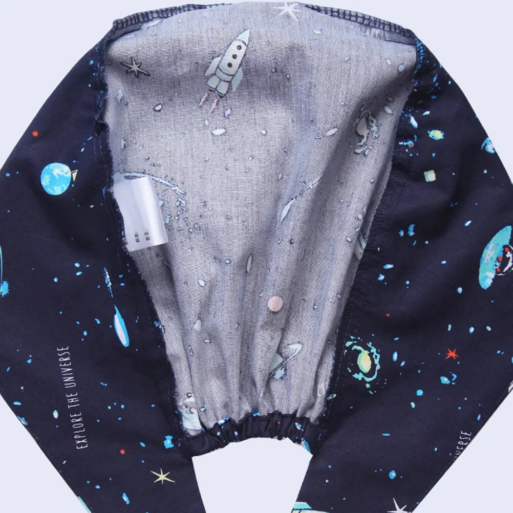 Hat Men Adjustable Bouffant Bonnet Working Hats Print Scrub Cap Button Elasticity Good Vibrations