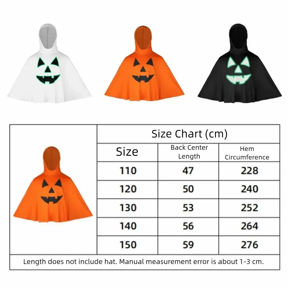 Cool Halloween Noctilucent Pumpkin Cloak Fun Creative Ghost Face Shawl Sleeveless with Hat Kid Cosplay Costume Gift Good Vibrations