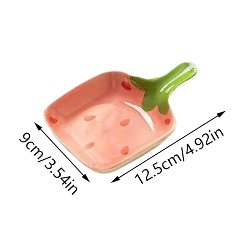 Super Cute Cartoon Strawberry Dipping Saucer Household Three-Dimensional Ceramic Saucer Ketchup Snack Plate Vinaigrette Good Vibrations