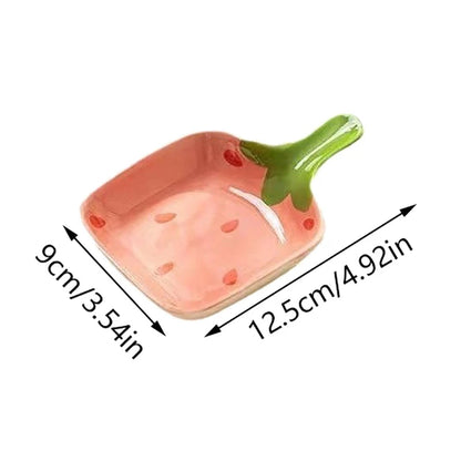 Super Cute Cartoon Strawberry Dipping Saucer Household Three-Dimensional Ceramic Saucer Ketchup Snack Plate Vinaigrette Good Vibrations