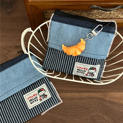 Sanrio Hello Kitty Cartoon Cowboy Pocket Bag Creative Anime Periphery Cosmetics Storage Cute and portable holiday gift for Girl Good Vibrations