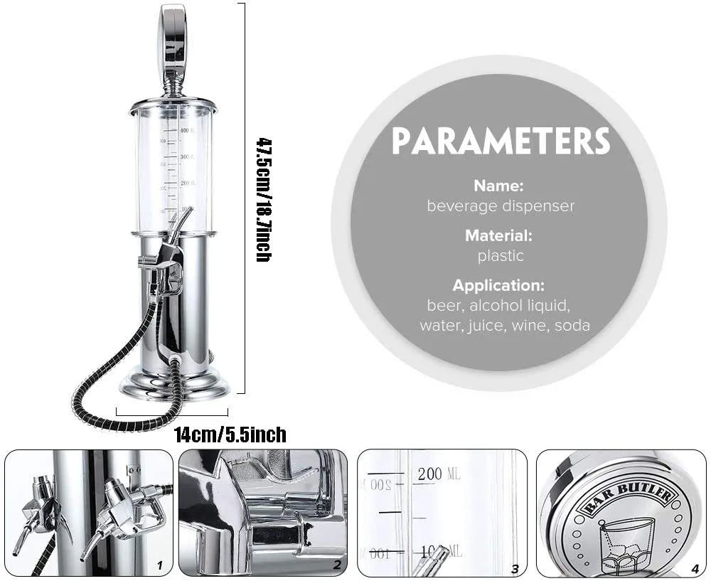 Gas Pump Dispenser for Drinks, Gas Pump Whiskey Wine Decanter, Single/Double Gun Beer Dispenser, Beverage Whiskey Decanter Tower Good Vibrations Adult Super Store