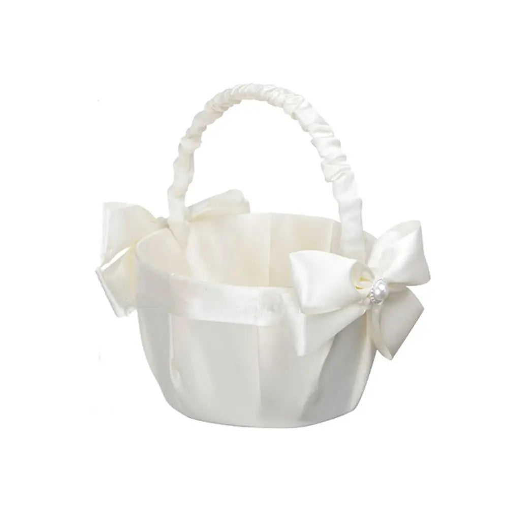 Fashion Lace Wedding Flower Basket Rose Flower Ribbon Bow Satin Bow Hanbag Tote Bag Storage Bag Flower Girls Basket Party Good Vibrations