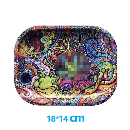 1pc Metal Rolling Tray Tobacco Herb Smoking Accessories 180*140mm Small Tray Tinplate Storage Plate Gifts GOOD Vibrations Adult Super Store