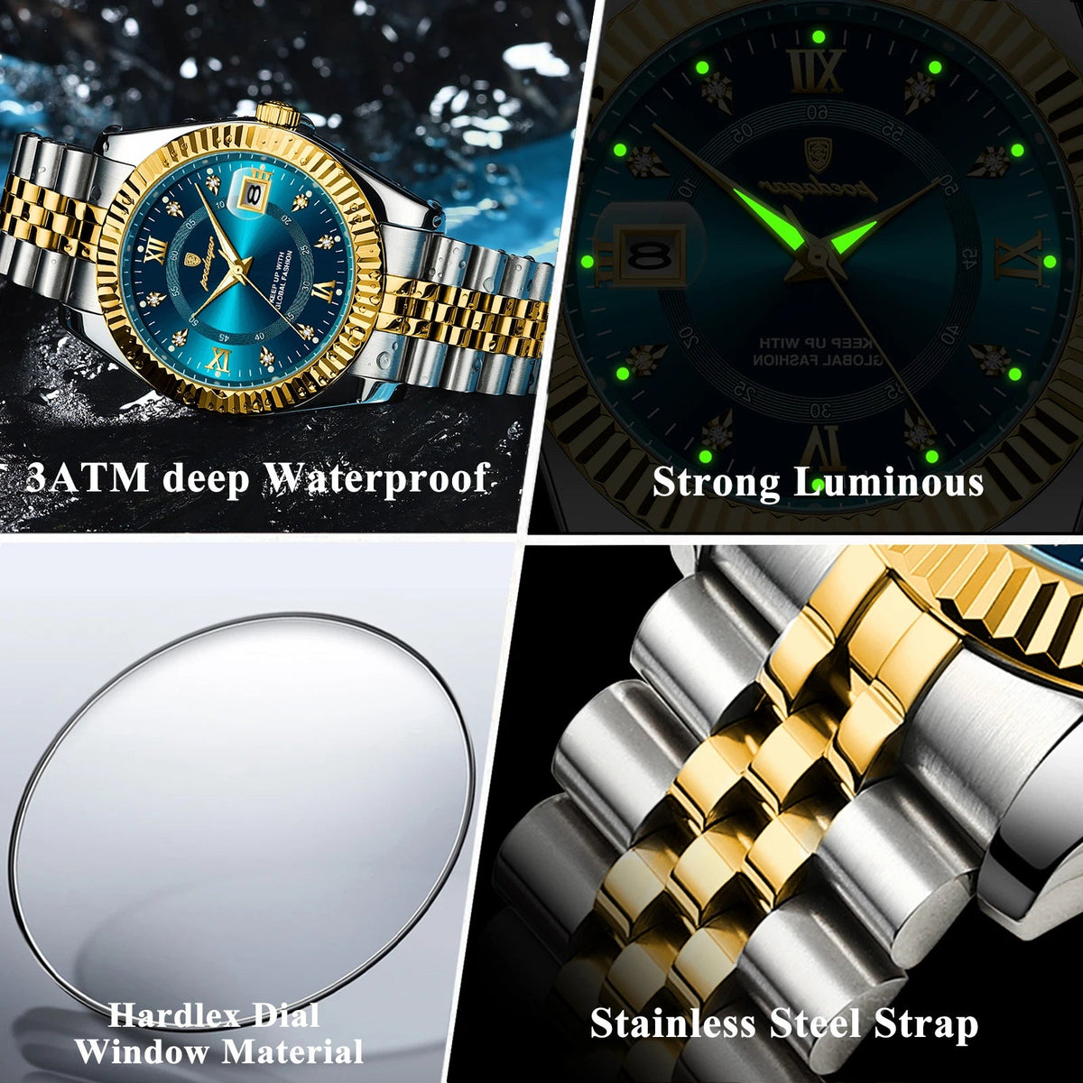 POEDAGAR Luxury Sport Wrist Watch For Man Waterproof Luminous Date Men Watch Quartz Stainless Steel Men's Watches Male Reloj+box Good Vibrations