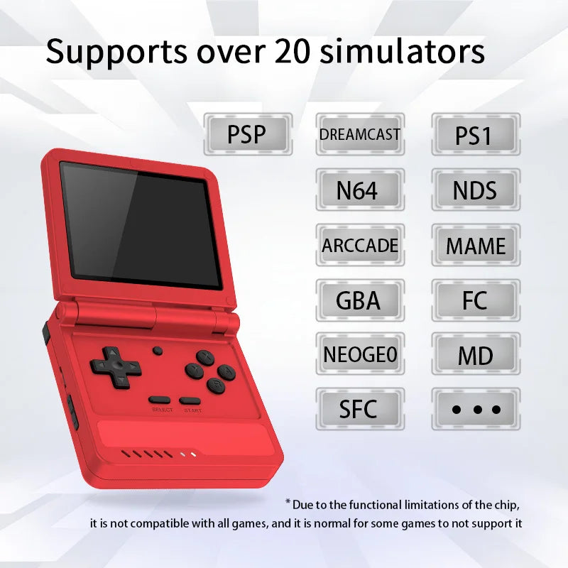 New Games V90s Retro Flip Handheld Game Player 3.5 inch Foldable Open-sourse Handheld Console Pocket Mini Video  Game Player Good Vibrations