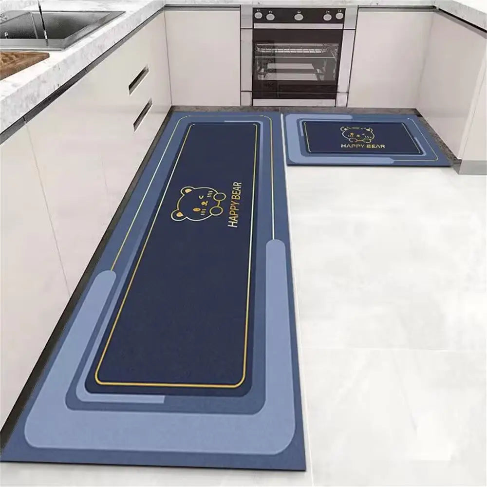 Soft Washable Non-Slip Kitchen Floor Mat for Bedroom Living Room Hallway Bathroom Entrance Long Bedside Carpet Good Vibrations