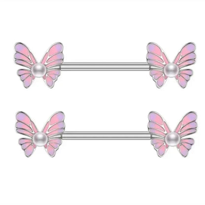 1Pair Green Butterfly Nipple Piercing Jewelry 14G Pink Heart Nipple Rings for Women Flower Nipple Piercing Barbell Pezon Mujer Good Vibrations Adult Super Store