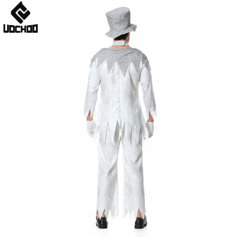 Halloween Magician Cosplay Costume Halloween Men Suit Vintage White Gentleman Dress Up Stage Performance Carnival Clothing Good Vibrations