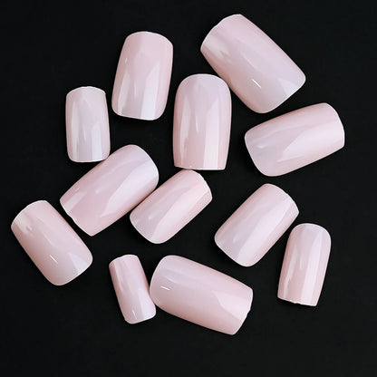 100Pcs Light Pink Press on Nails Short Medium Square Wearable Fake Nails Tips 10 sizes Full Cover False Nails Finger Decoration Good Vibrations
