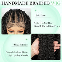 Knotless Braided Wigs With Curly Hair 13x6 Synthetic Braided Wigs Cornrows Wigs Afro Kinky Curly  Braided Wigs For Black Women Good Vibrations