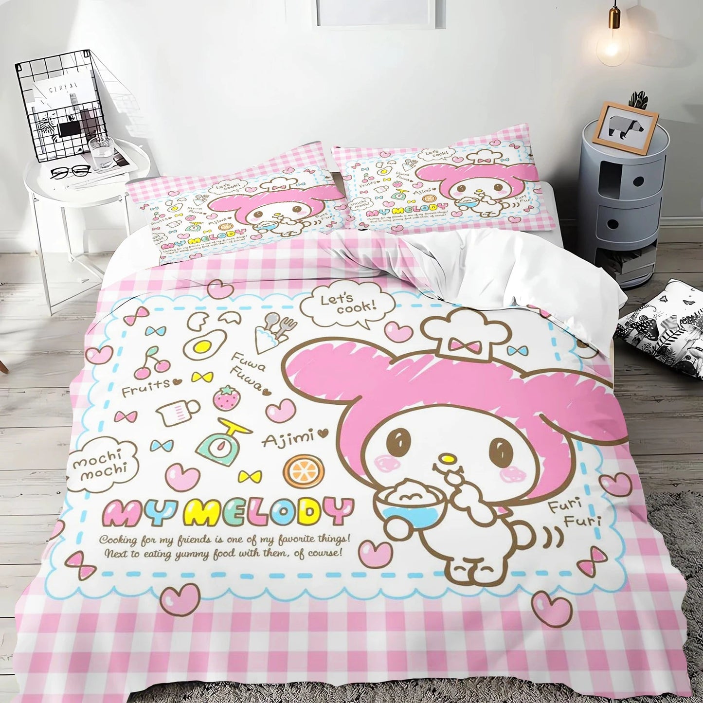 Hello Kitty Duvet Cover Set Bedding Comforter Sets King Size 3D Children'S Bedding Set Good Vibrations