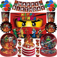 Ninjas Birthday Party Supplies Decorations Disposable Tableware Popcorn Paper Plates Balloons For Boys Kids Birthday Baby Shower Good Vibrations