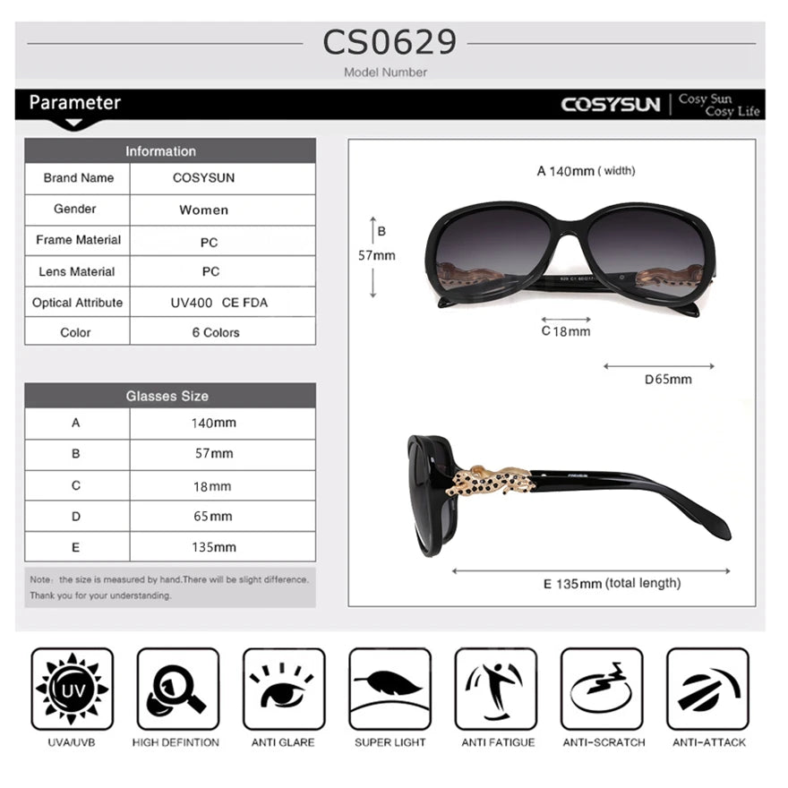 2025 COSYSUN Women Sunglasses Anti-UV400 Woman sun glasses Women Brand designer Women Sunglasses Luxury Sunglasses Women Eyewear Good Vibrations