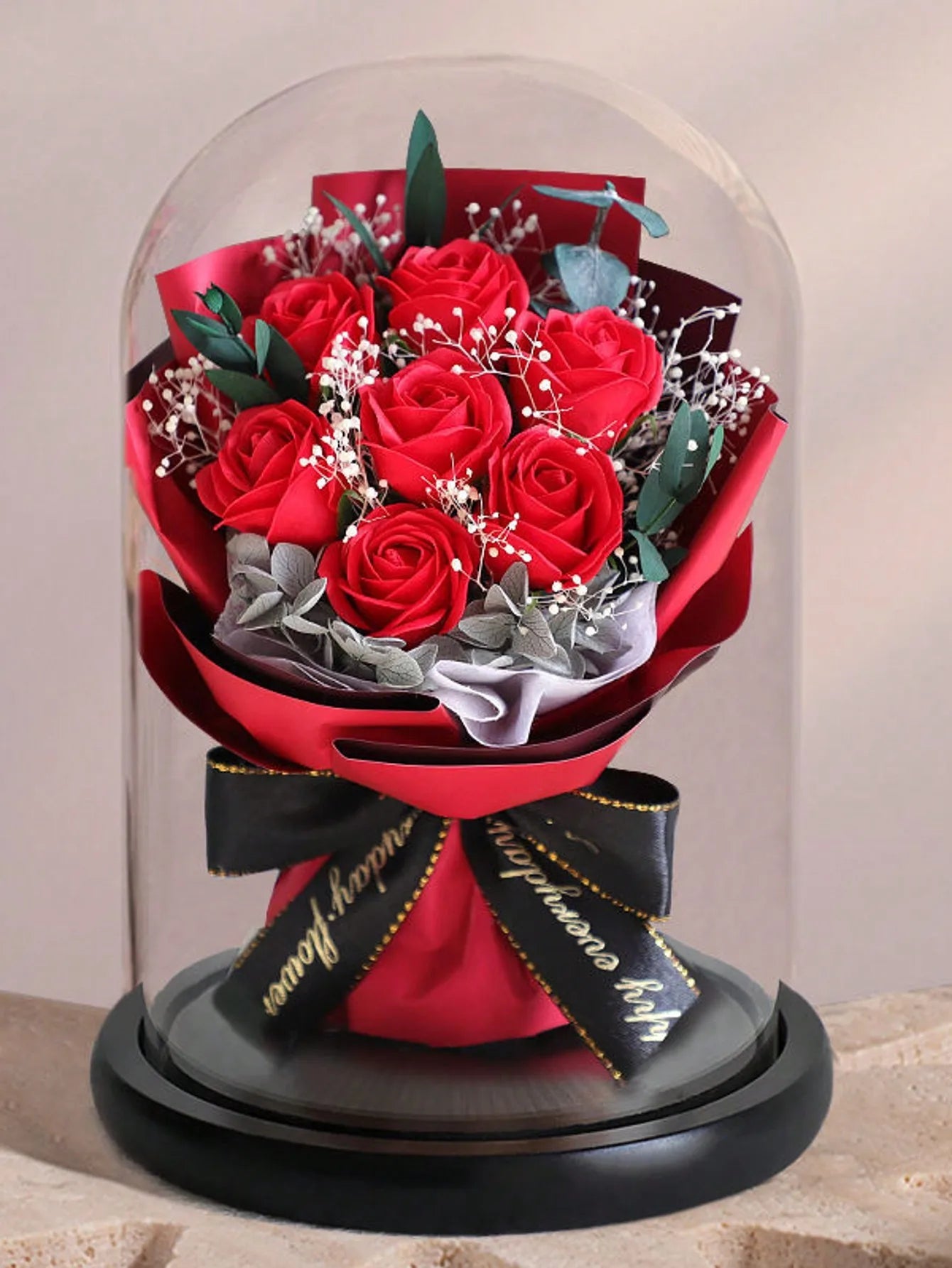 Forever Preserved Real Rose in Glass Dome Women Valentines Day Gifts Eternal Flower for Mother's Day Anniversary Birthday Good Vibrations