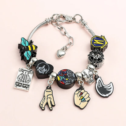 Wednesday Addams Bracelet Rainbow Window Beads Bracelets Pet Hand Thing Pendant Bangle Gothic Jewelry for Women Accessories Gift Good Vibrations