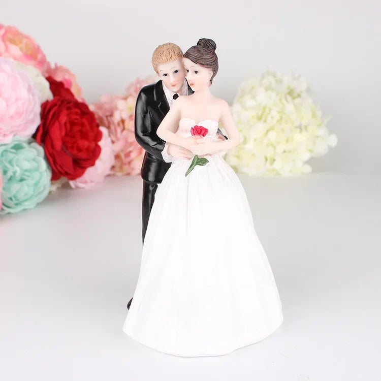 Funny Wedding Cake Toppers Dolls Romantic Bride And Groom Figurines Stand Topper Decoration Supplies Marry Resin Figurine Good Vibrations