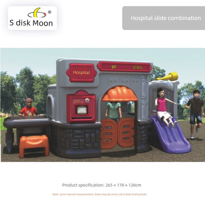 Kids' Playhouse Outdoor Play House Toys Indoor Multifunctional Small House Slide Combination Mushroom House Amusement Park Good Vibrations