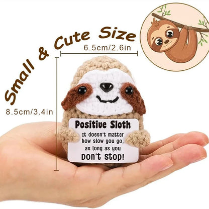 Positive Energy Duck Doll Hug Pocket Mini Handmade Plush Wool Knitting Dolls Funny Emotional Support Crochet Gift for Birthday Good Vibrations