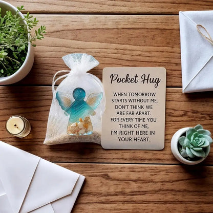 1-3Pcs New With Card Angel Pocket Hug Gifts  Sentimental Encouragement Mini Resin Angel Hug Card Cute Pocket Hug Birthday Gift Good Vibrations