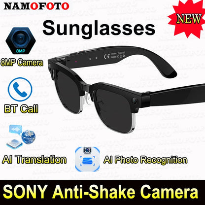 New Al Smart Glasses 8MP HD Camera 4K Video Record Voice Translation Photo Recognition WIFI Transmission BT Call Smart Glasses Good Vibrations