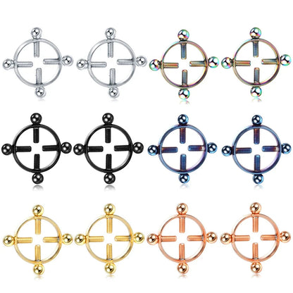 2pcs/lot Steel Round Screw Faux Nipple Clip Rings Sexy Piercing for Women Non Piercing Fake Breast Nail Shield Ring Jewelry Gift Good Vibrations