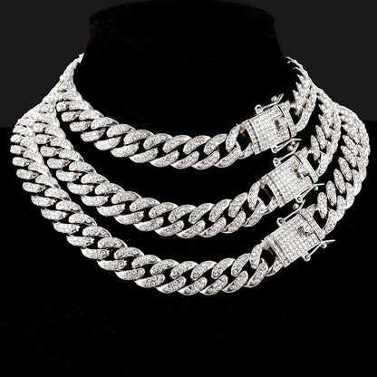 13mm Necklace +Watch+Bracelet Hip Hop Miami Cuban Chain Iced Out Paved Rhinestone CZ Bling Rapper For Men Jewelry KIT Jewelry Good Vibrations