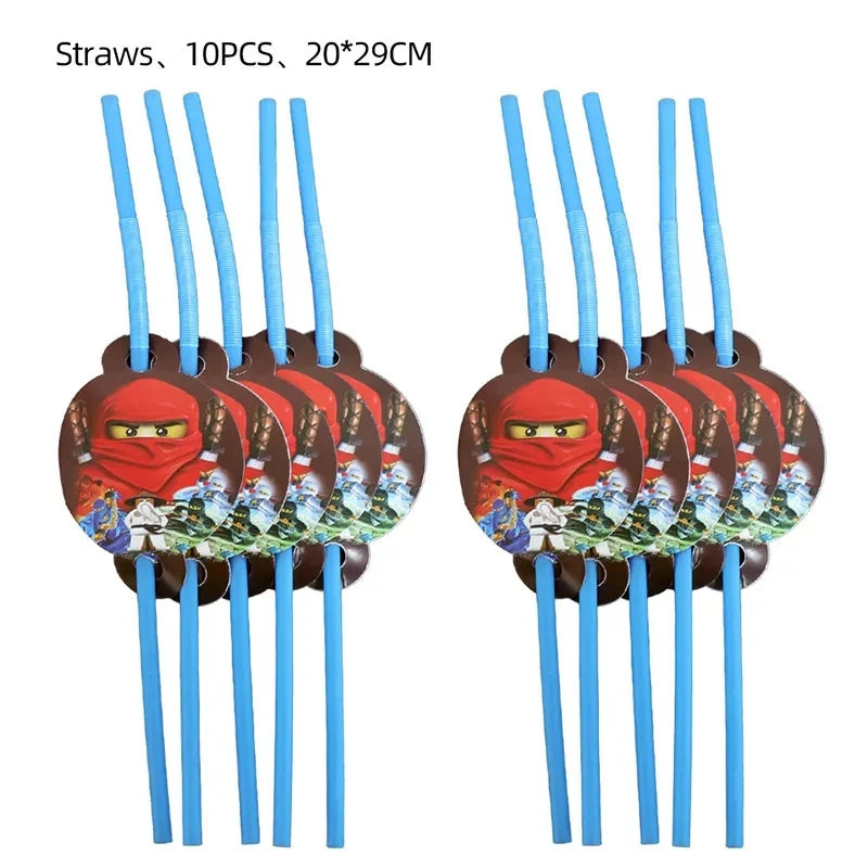 Ninjas Birthday Party Supplies Decorations Disposable Tableware Popcorn Paper Plates Balloons For Boys Kids Birthday Baby Shower Good Vibrations