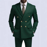 Suit (Blazer + Trousers) Men's Fashionable Gentleman Business Double-breasted Solid-color Banquet Host Casual Wedding Suit Good Vibrations