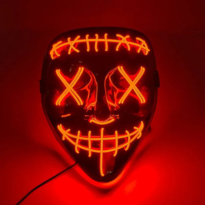 Halloween Carnival Party Costume Decoration Luminous LED Mask Halloween Mask LED Maske Light Up Party Masks for Glow Party Good Vibrations