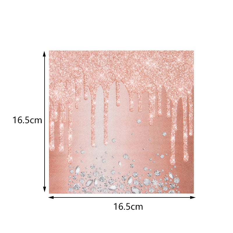 Diamond Glitter Paper Plate Napkins Rose Gold Disposable Tableware Rose Gold Wedding Birthday Party Supplies Women Party Decor Good Vibrations