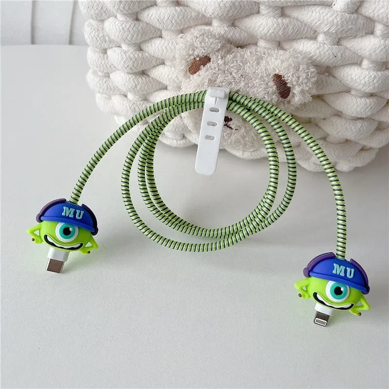 New Cartoon Charger Cable Protector for IPhone 15 14 13 12 18W 20W Charger Protection Cover Stitch Data Line Winder Protective Good Vibrations
