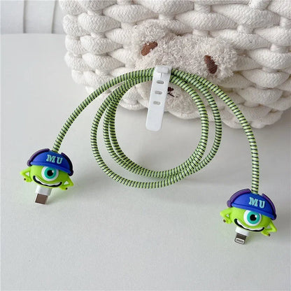 New Cartoon Charger Cable Protector for IPhone 15 14 13 12 18W 20W Charger Protection Cover Stitch Data Line Winder Protective Good Vibrations